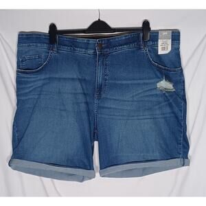 Lee Riders Indigo Women's 26W AVG Distressed Denim Shorts NWT